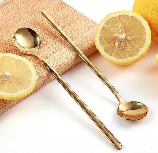 (4) Long Gold Stirring Spoons