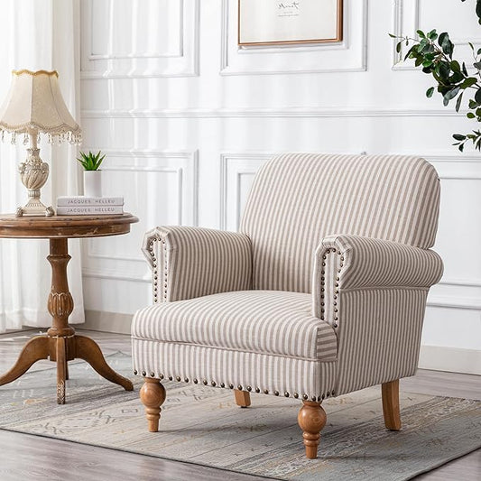 Linen Stripe Accent  Chair