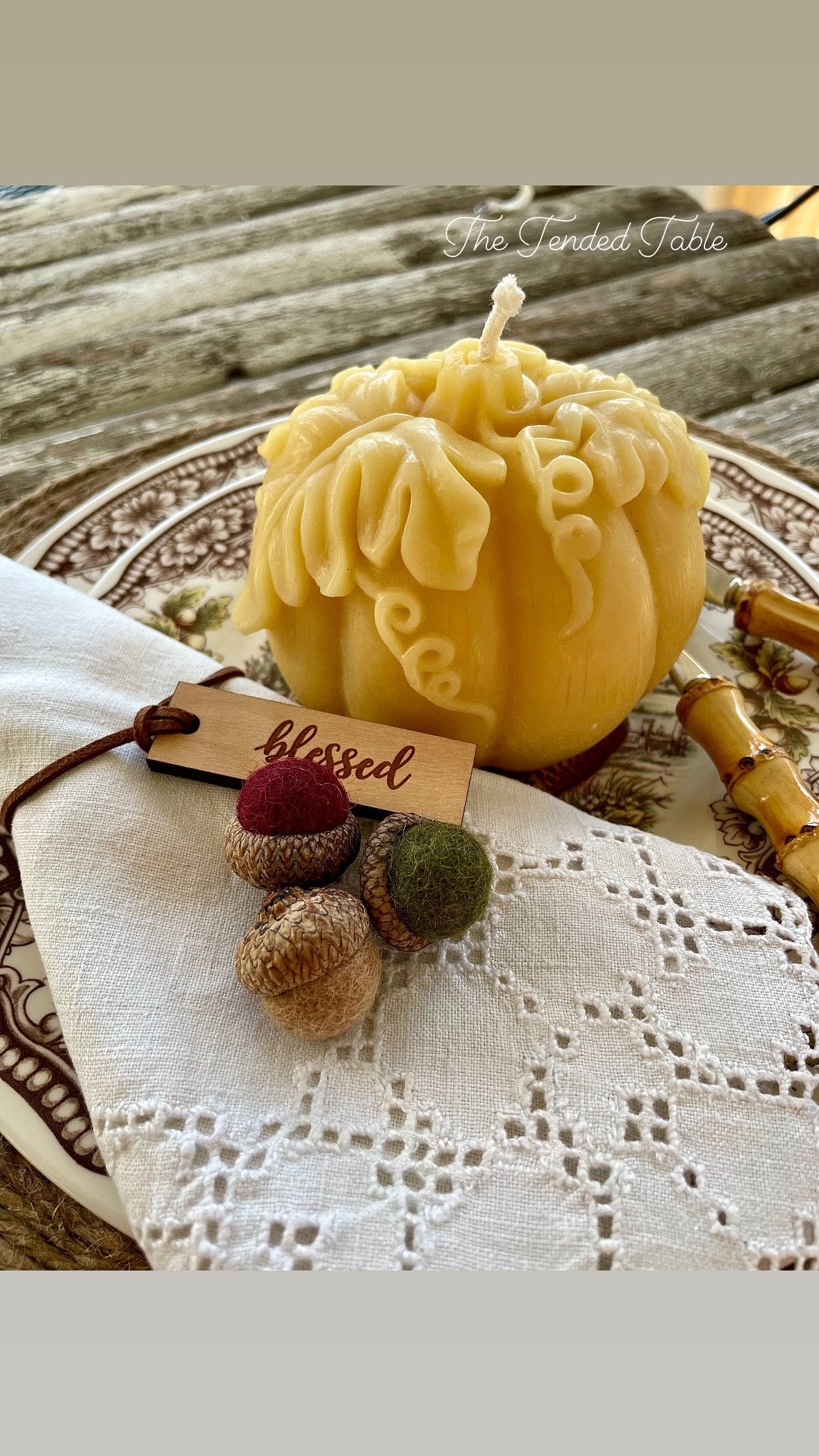 Large Beeswax Pumpkin Candle