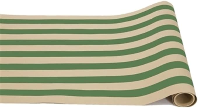 Kraft Paper Green Striped Table Runner