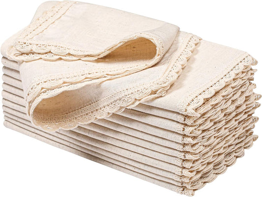 Cotton Flax Dinner Napkins - Lace or Hemstitch