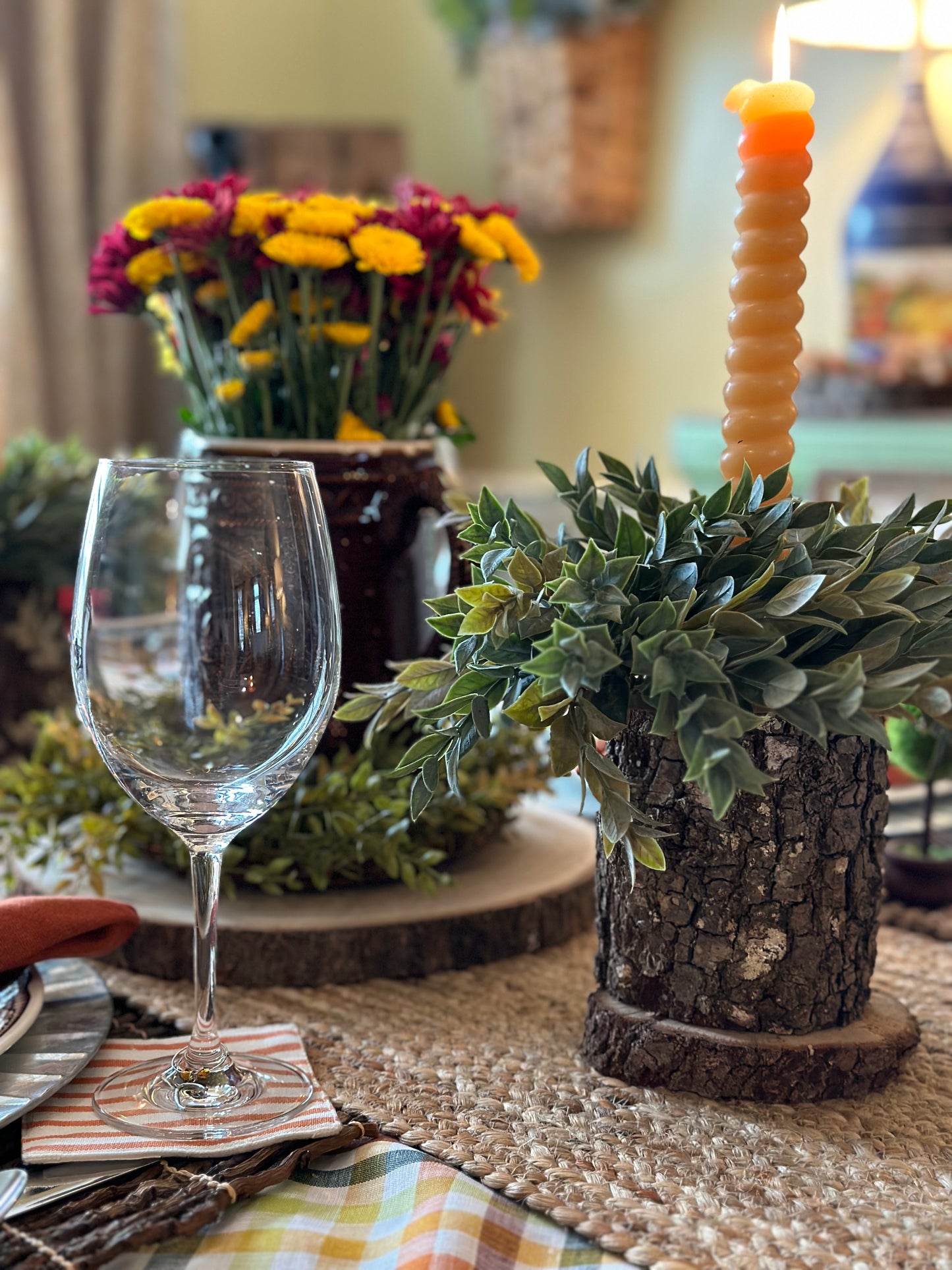 Autumn Linen Plaid Tablecloth