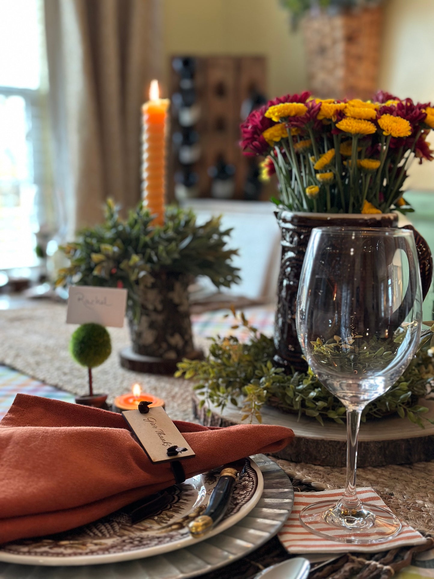 Autumn Linen Plaid Tablecloth