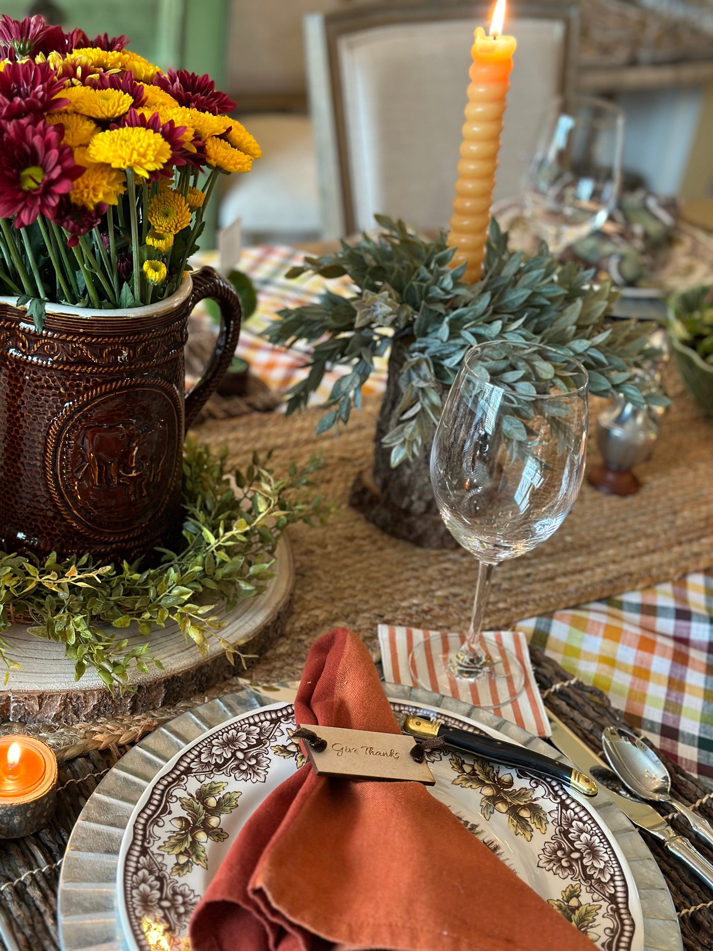 Autumn Linen Plaid Tablecloth