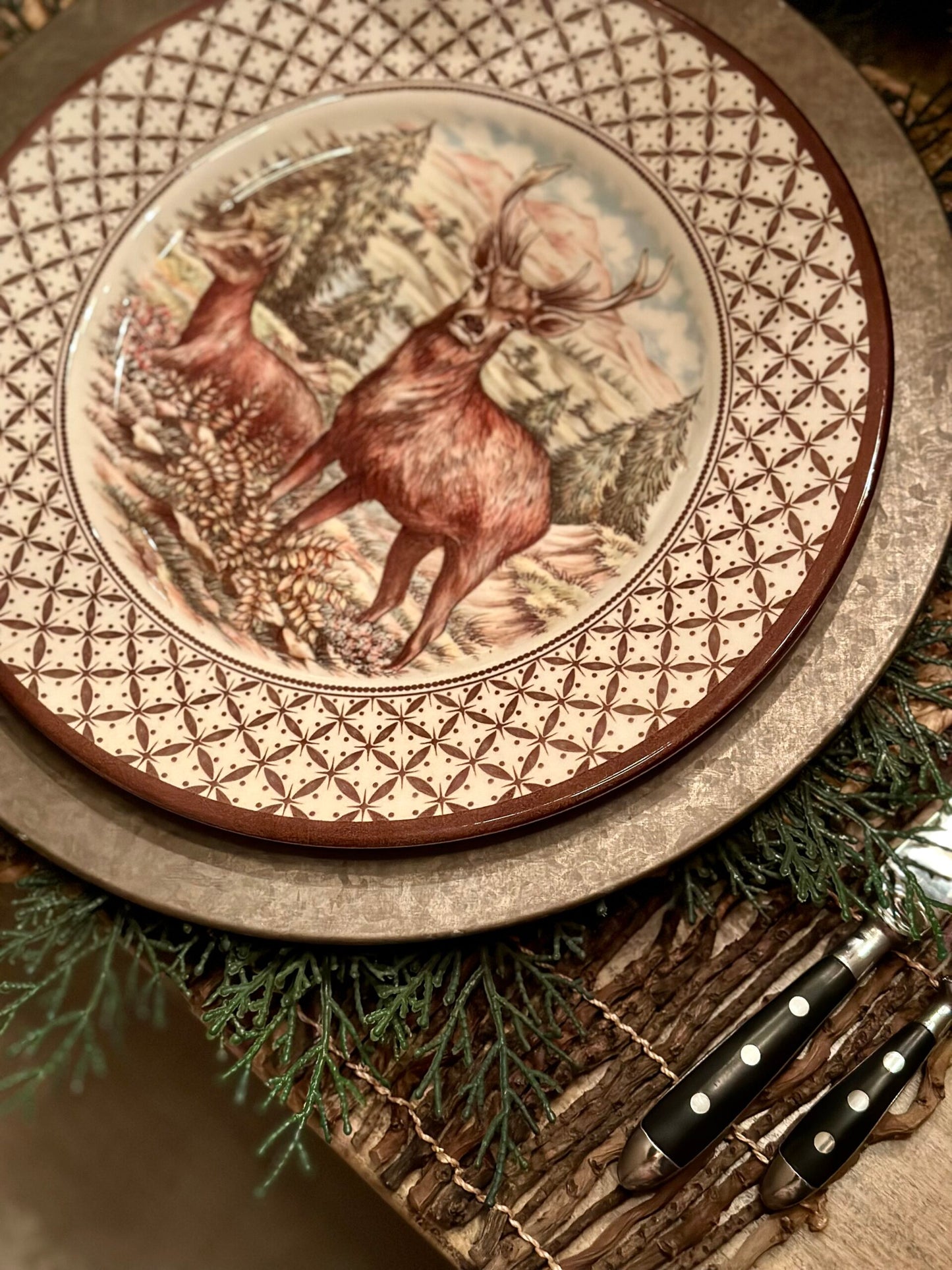 Royal Stafford Stag/Deer Dinner Plates ~ Set of 4