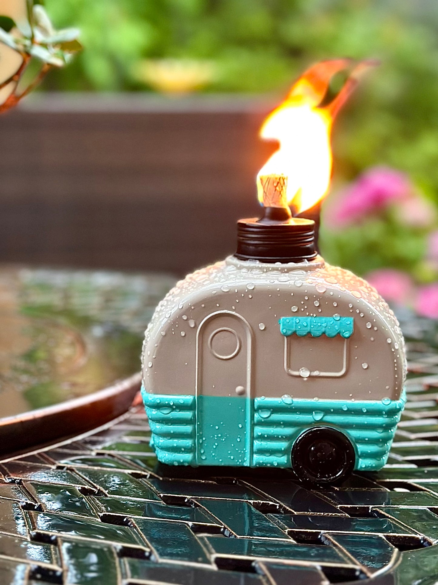 Blue Camper Table Top Tiki Torch