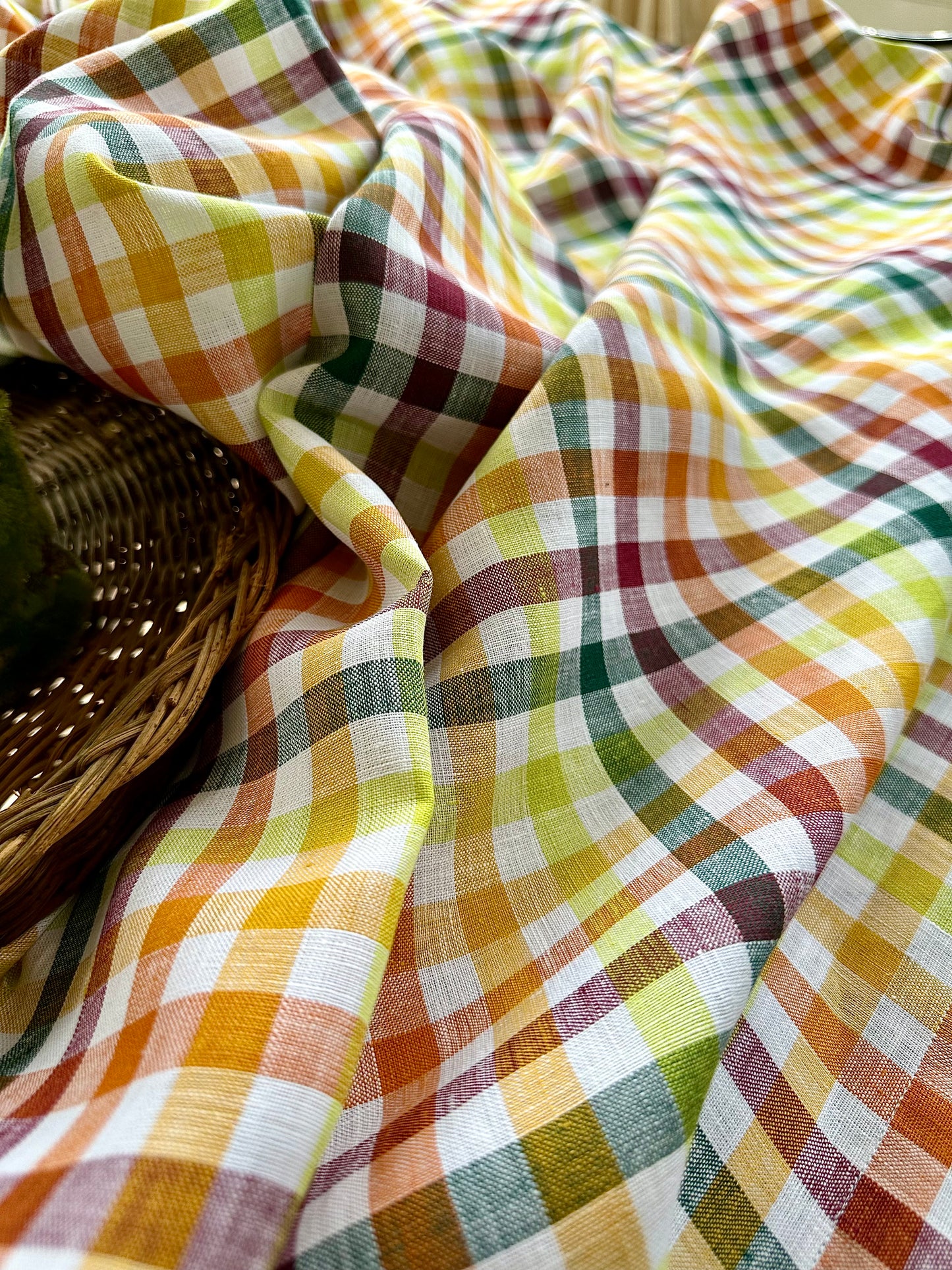 Autumn Linen Plaid Tablecloth