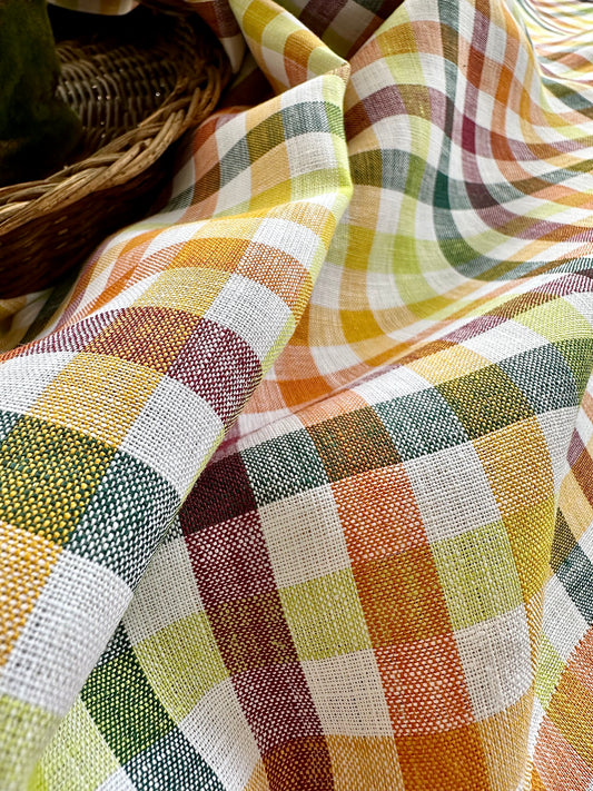 Autumn Linen Plaid Tablecloth