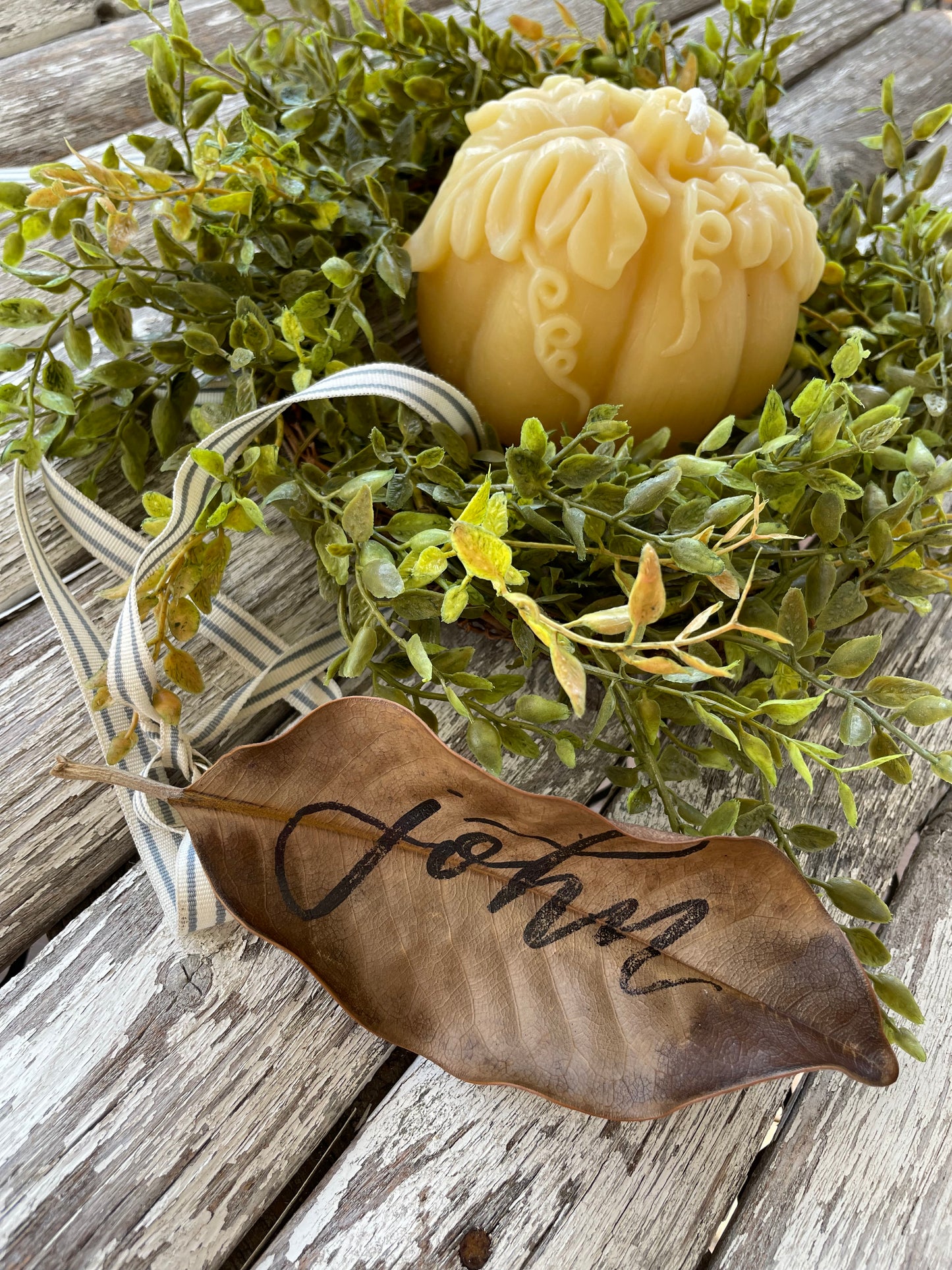 Large Beeswax Pumpkin Candle