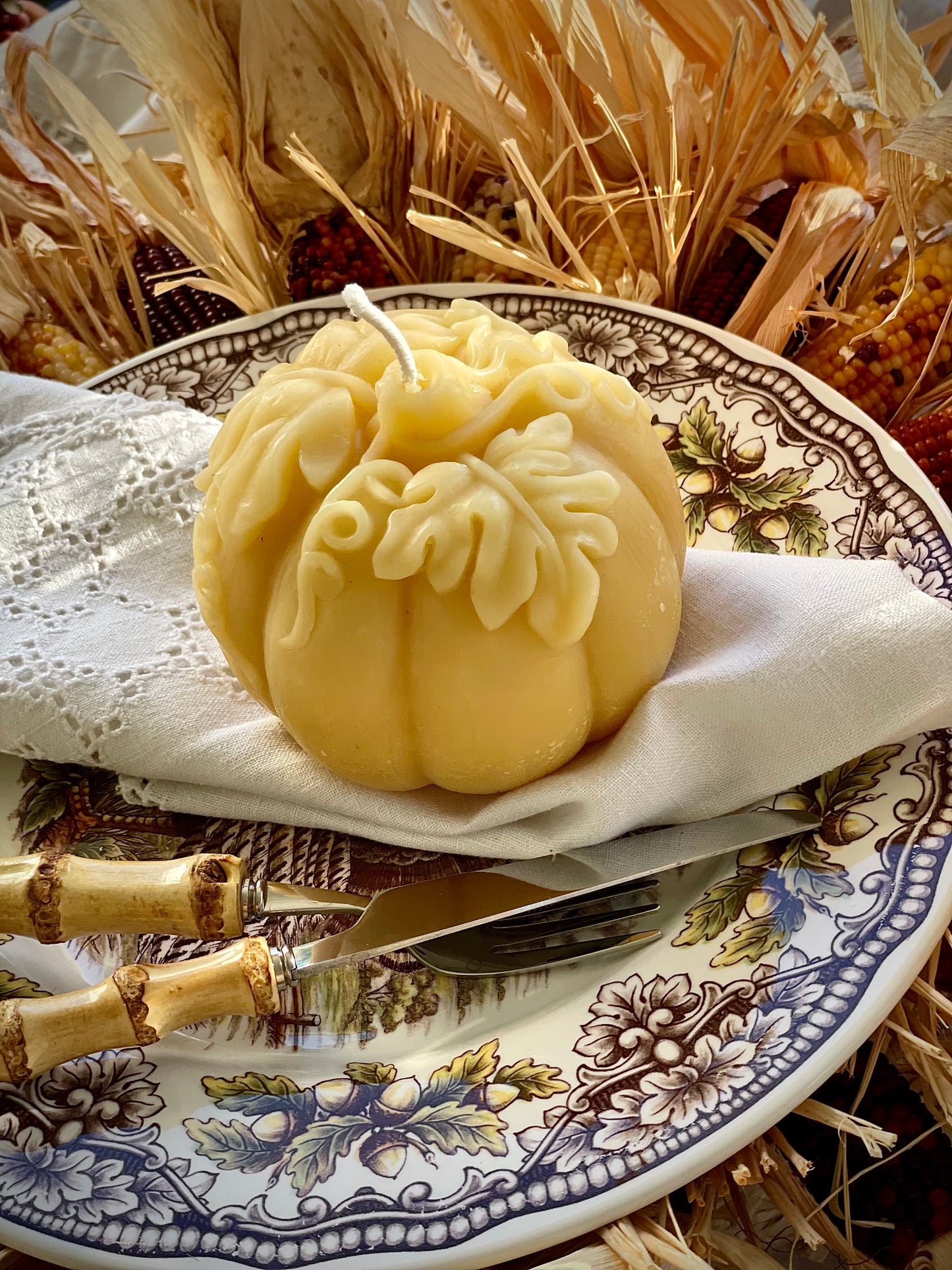 Large Beeswax Pumpkin Candle