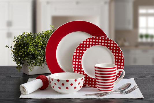 Pfaltzgraff Fun Red Print Dishes