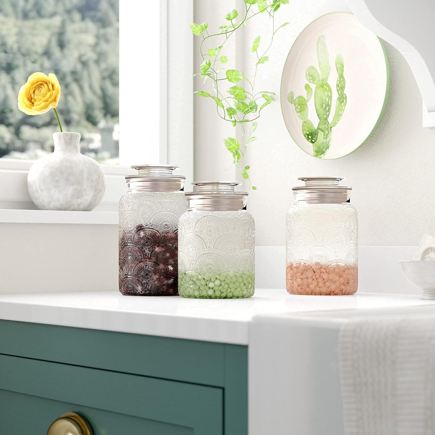 Retro Glass Embossed Canisters