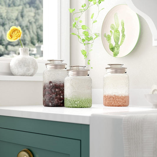 Retro Glass Embossed Canisters