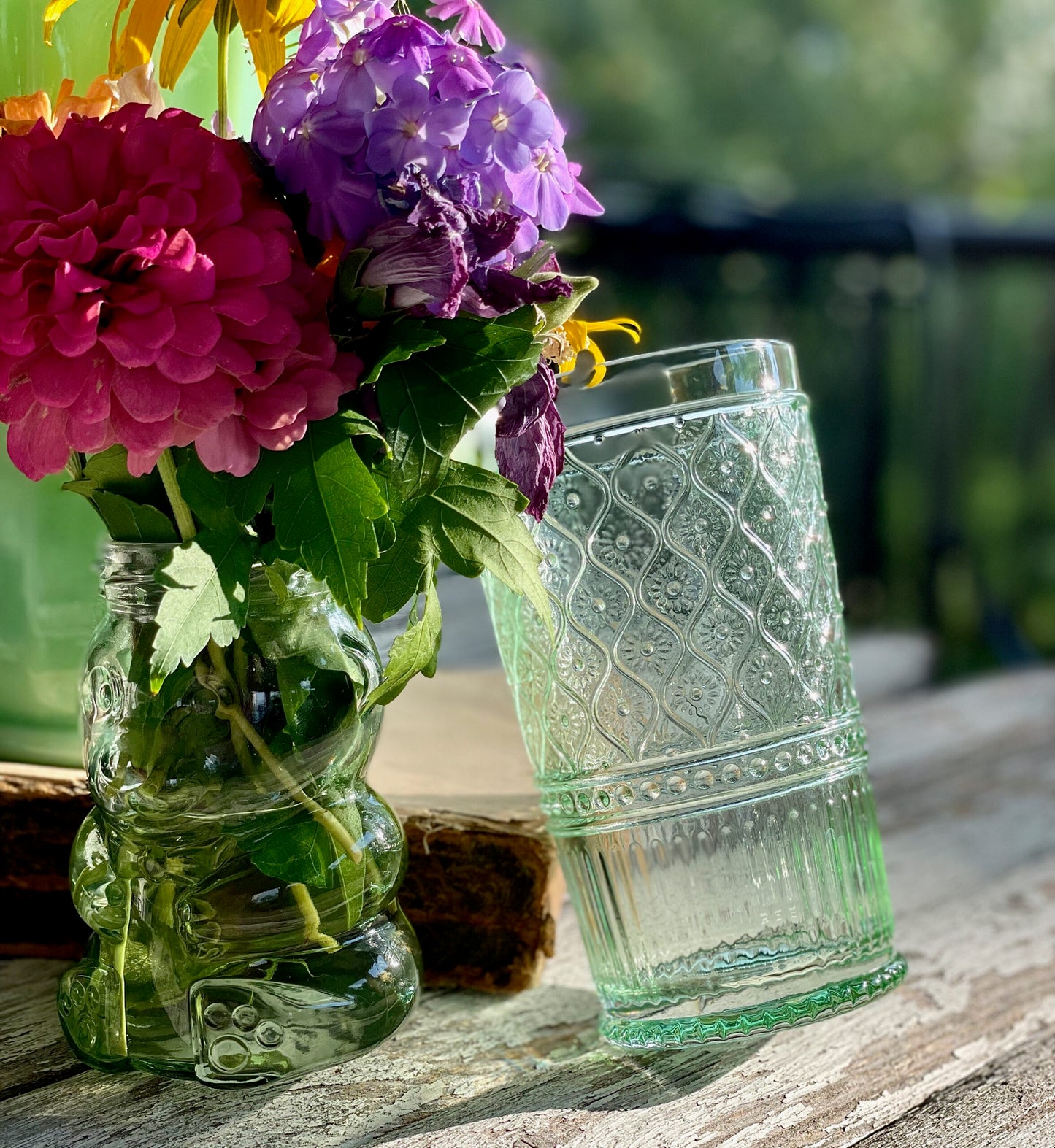 Vintage Inspired Green Highball Glasses 17oz.