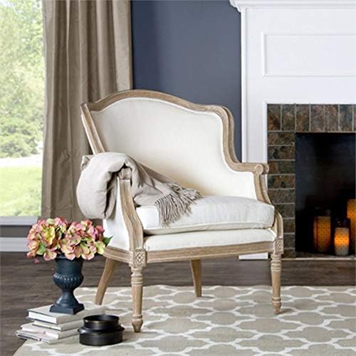 French Cotton & Wood Accent Chairs Set of 2