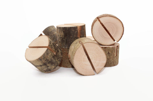 Wood Slice Table Card Holders (Set of 10)