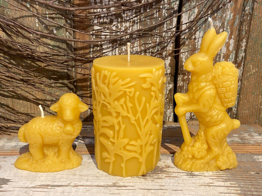 Spring Beeswax Candle Set of 3